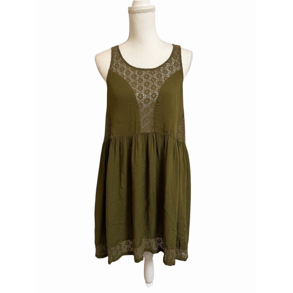 NEW Lilka Women's S Cutout Back Lace Matepe Dress Moss Green Sleeveless No Slip